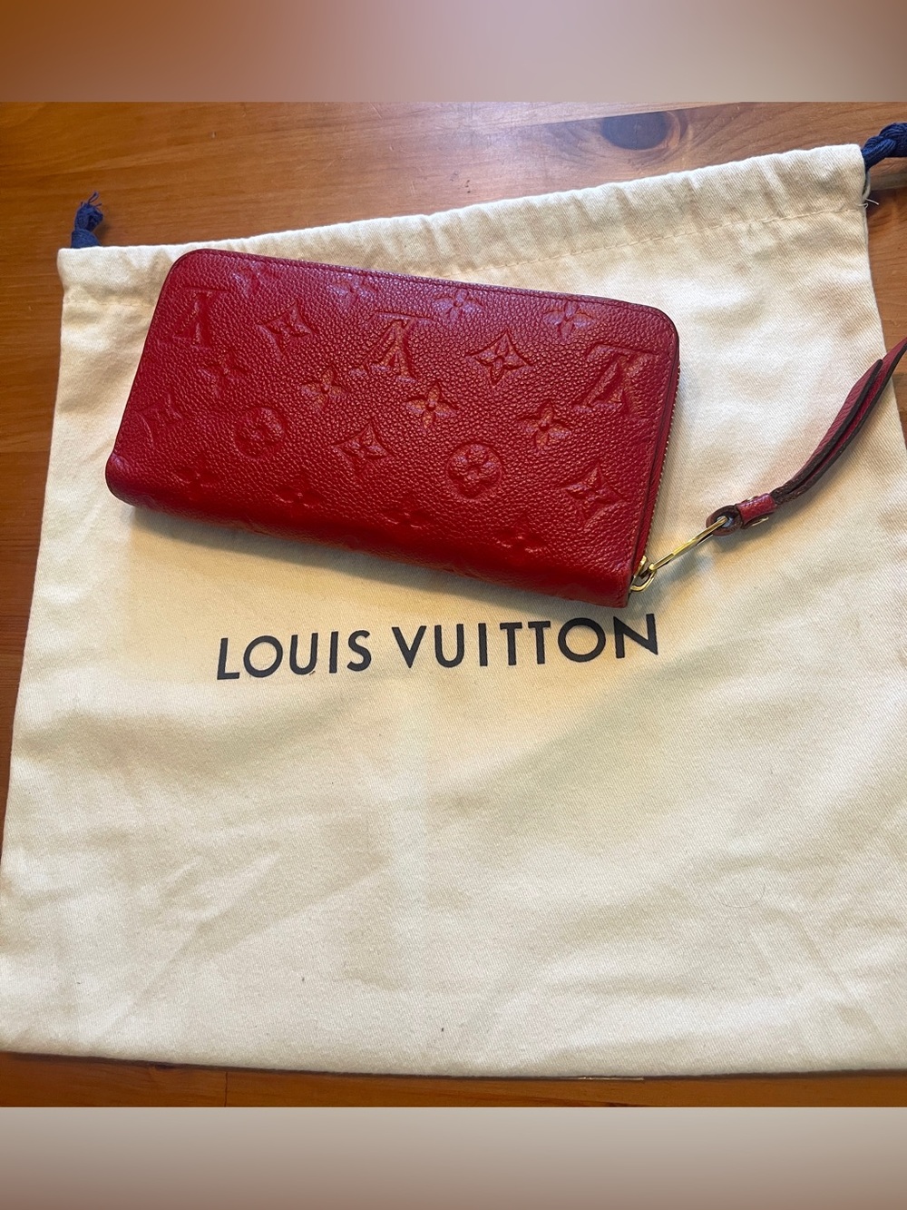LOUIS VUITTON Empriente Zippy Accordion Wallet Red Monogram & Dust Bag